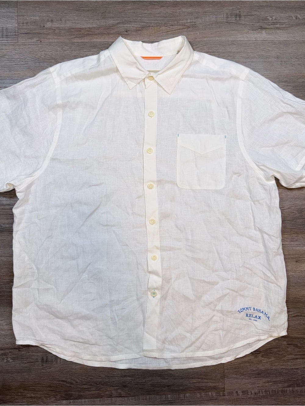 Tommy Bahama Shirt Mens Extra Large Easy Breeze Short Sleeve White 100% Linen